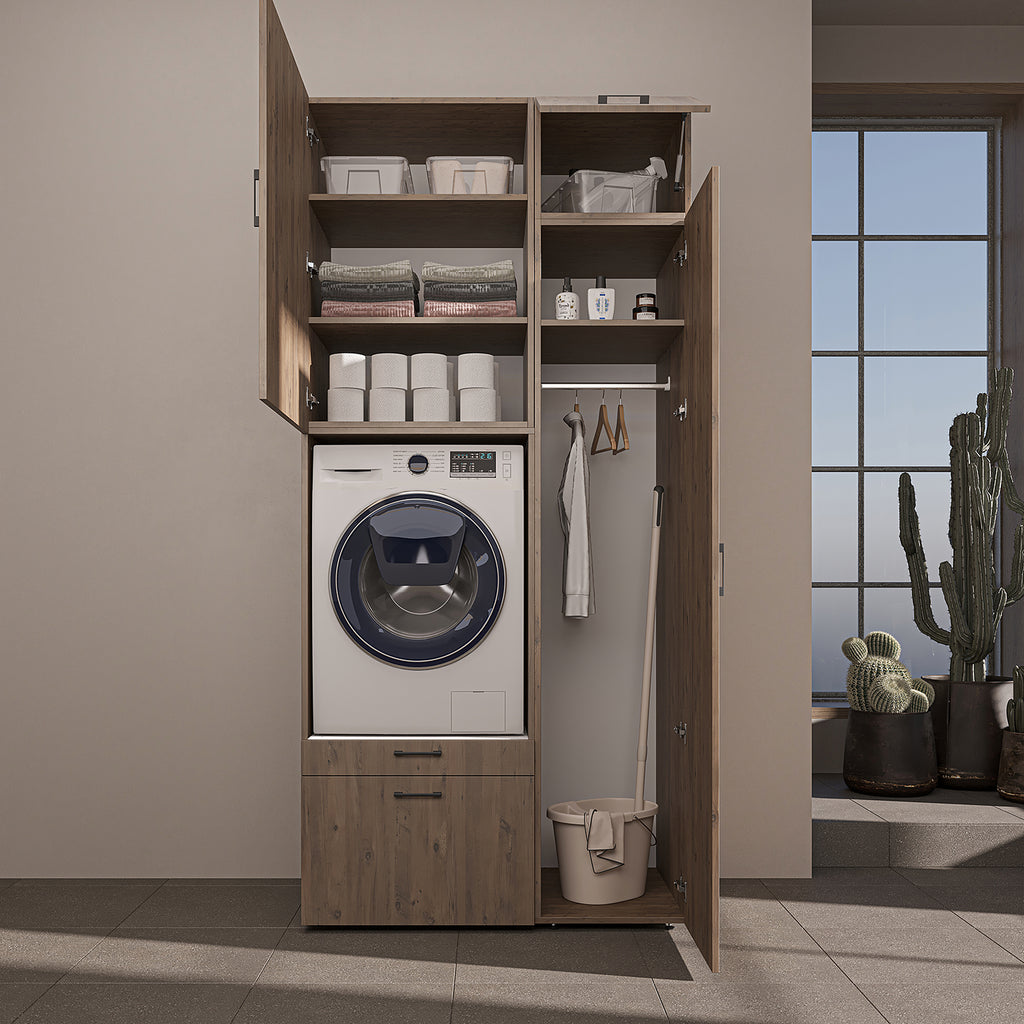 Roomart wasmachinekast SERIE 2, 112 cm, met hoge kast en uittrekplank, in 3 kleuren
