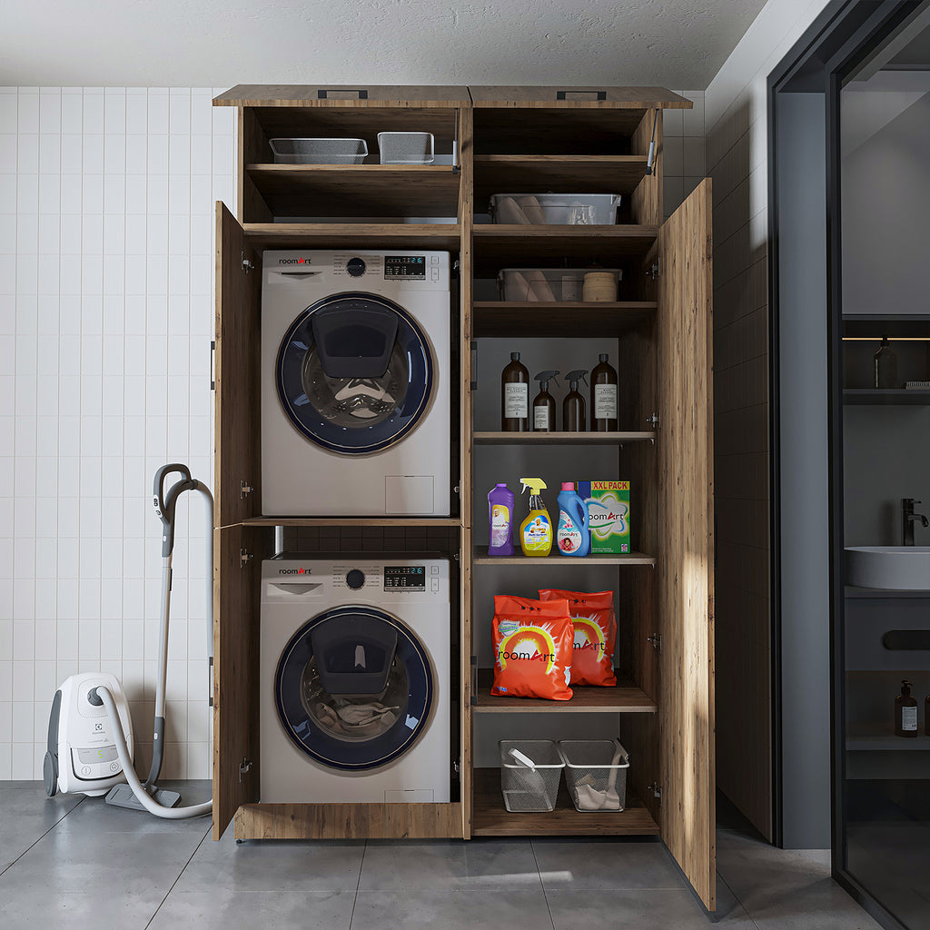 Roomart wasmachinekast DORA-II, 130 cm, voor wasmachine en droger, in 5 kleuren