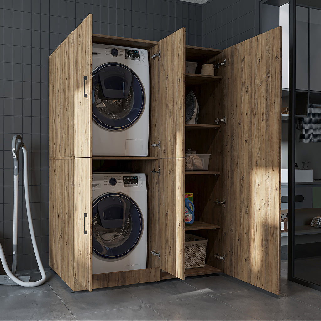 Roomart wasmachinekast DORA-II, 130 cm, voor wasmachine en droger, in 5 kleuren