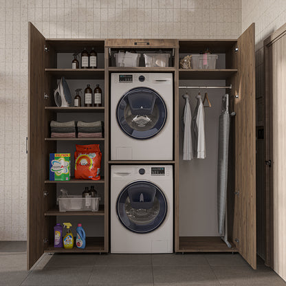 Roomart wandmeubel DUO-I, 187 cm, met 2 hoge kasten en bovenkast voor wasmachine & droger, in 2 kleuren