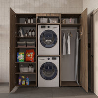 Roomart wandmeubel DUO-I, 187 cm, met 2 hoge kasten en bovenkast voor wasmachine & droger, in 2 kleuren