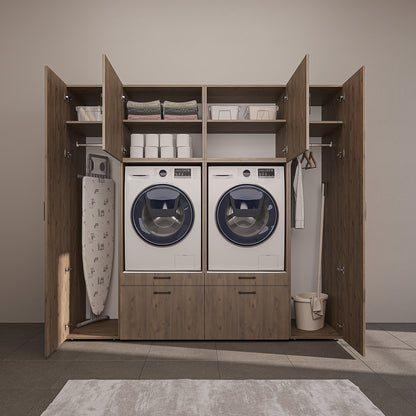 Roomart wandmeubel SERIE 2, 224 cm, voor 2 apparaten met 2 hoge kasten, in 3 kleuren