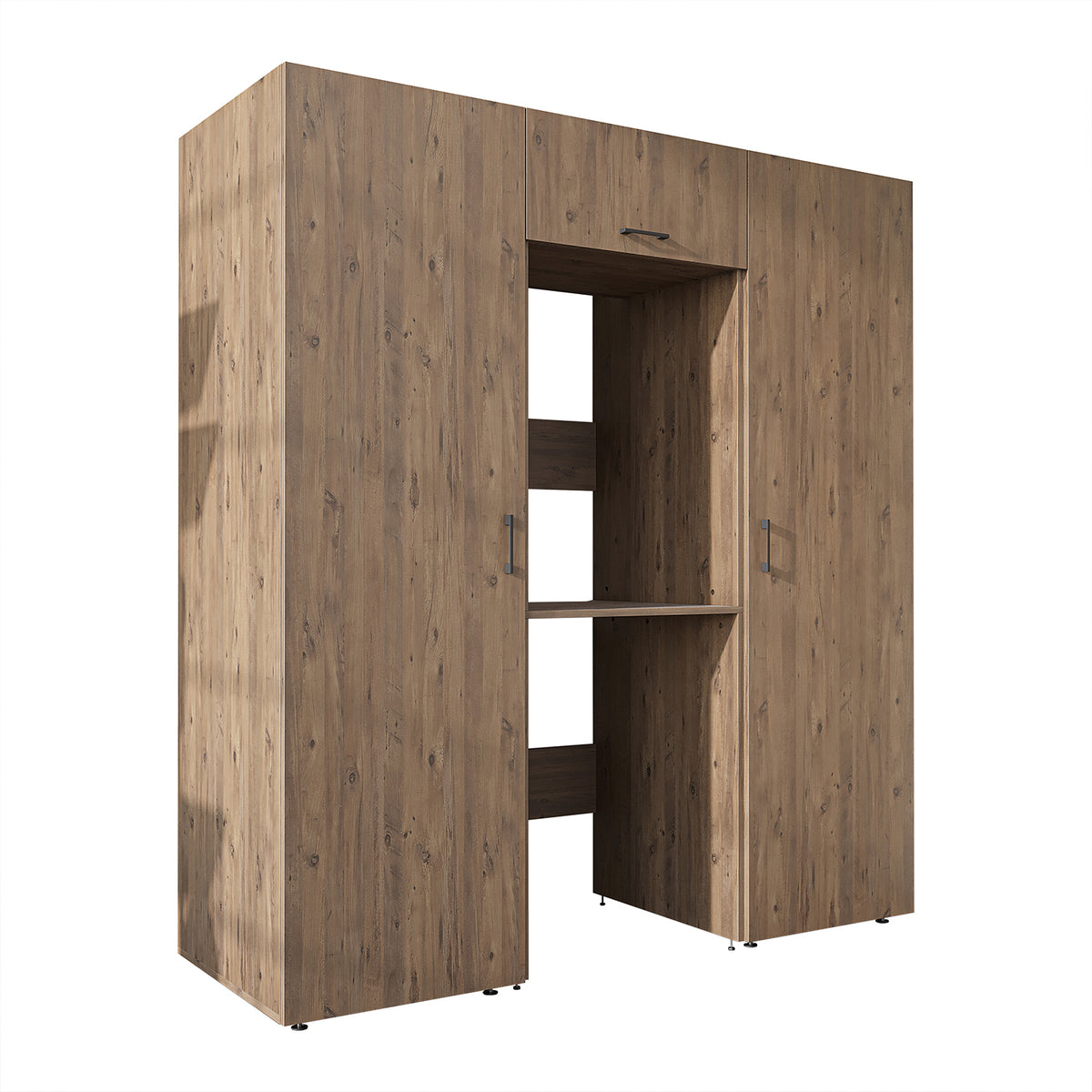 Roomart wandmeubel DUO-I, 187 cm, met 2 hoge kasten en bovenkast voor wasmachine & droger, in 2 kleuren