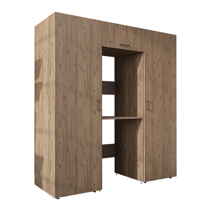 Roomart wandmeubel DUO-I, 187 cm, met 2 hoge kasten en bovenkast voor wasmachine & droger, in 2 kleuren