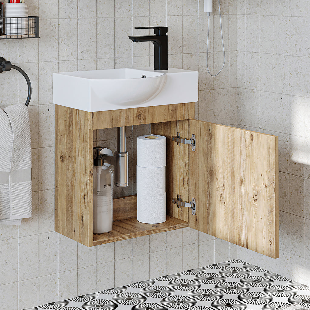 Roomart wastafelonderkast PUNTO, 46,5 cm, met keramische wastafel, in 4 kleuren