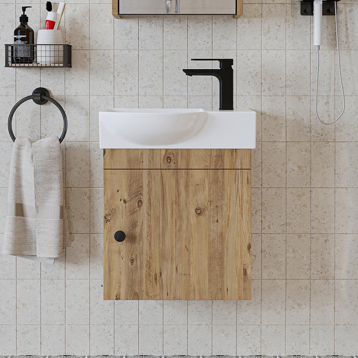 Roomart wastafelonderkast PUNTO, 46,5 cm, met keramische wastafel, in 4 kleuren