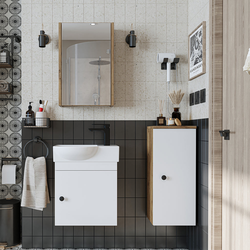 Badmöbelset • PUNTO • Unterschrank mit Waschbecken • Badezimmer Möbel • Gäste WC - badezimmerschrank, waschbecken, badezimmermöbel, badschrank, badezimmer, mit, unterschrank, badmöbel, set, waschtisch, möbel, badezimmermãbel, bad, badezimmerschränke, schm