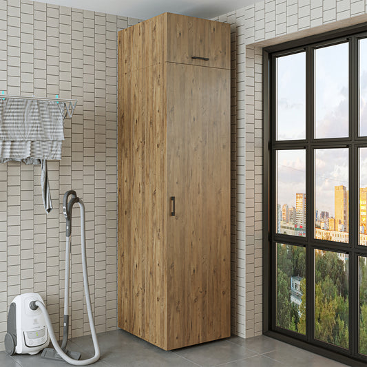 Roomart hoge kast 60 cm voor wasruimte, 205 cm hoog, soft-close, in 3 kleuren
