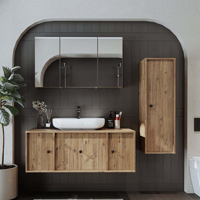 Roomart 4-delige badmeubelset GUSTO, 120 cm, met ovale wastafel en kolomkast, in 2 kleuren