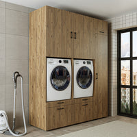 Roomart wasmachinekast SERIE 2, dubbele kast met uittrekplanken en hoge kast, in 3 kleuren