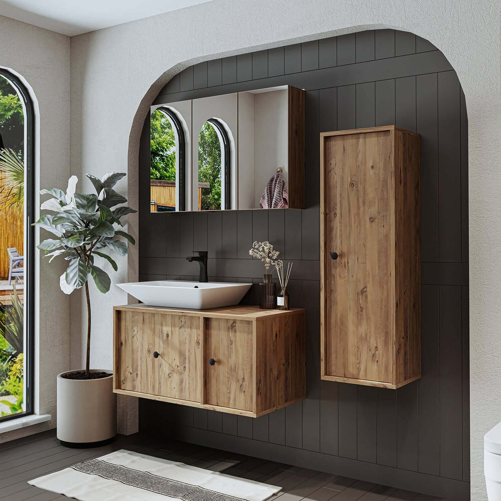 Roomart Badezimmermöbel Set GUSTO-ATL 90 cm - badezimmerschrank, waschbecken, badezimmermöbel, badschrank, badezimmer, mit, unterschrank, badmöbel, set, waschtisch, möbel, badezimmermãbel, bad, badezimmerschränke