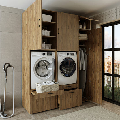 Roomart wasmachinekast SERIE 2, dubbele kast met uittrekplanken en hoge kast, in 3 kleuren