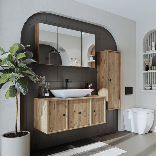 Badmöbel-Set GUSTO in Weiß mit Spiegelschrank und Hochschrank
