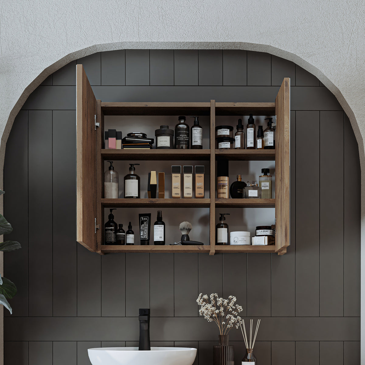 Roomart Badezimmerspiegelschrank "Gusto“ – 75/90/105 cm – in Weiß oder Eiche – moderner Badschrank mit Spiegel Roomart Badezimmerspiegelschrank "Gusto“ – 75/90/105 cm – in Weiß oder Eiche – moderner Badschrank mit Spiegel-  badezimmerspiegelschrank, mirro