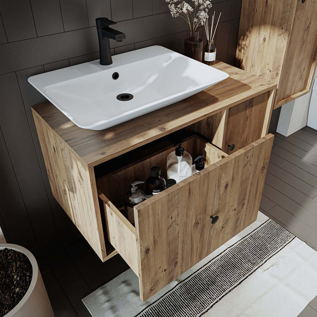 Roomart Badezimmermöbel Set GUSTO-ATL 90 cm - badezimmerschrank, waschbecken, badezimmermöbel, badschrank, badezimmer, mit, unterschrank, badmöbel, set, waschtisch, möbel, badezimmermãbel, bad, badezimmerschränke