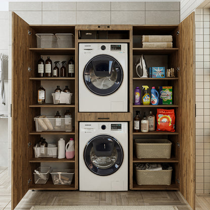 Roomart kastwand DUO-I, 187 cm, wasmachine en droger boven elkaar, in 3 kleuren