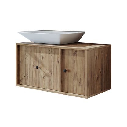 Roomart Badezimmermöbel GUSTO-ATL 90 cm – Keramik Waschbecken &/oder Unterschrank – Modernes Design – Varianten wählbar – Eiche oder Weiß - badezimmerschrank, waschbecken, badezimmermöbel, badschrank, badezimmer, mit, unterschrank, badmöbel, set, waschtis