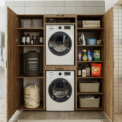 Roomart kastwand DUO-I, 187 cm, wasmachine en droger boven elkaar, in 3 kleuren