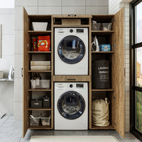 Roomart kastwand DUO-I, 157 cm, wasmachine en droger boven elkaar, in 3 kleuren
