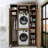 Roomart wasmachinekast 157 cm, voor 2 apparaten met 2 hoge kasten, in 3 kleuren