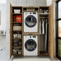 Roomart kastwand DUO-I, 157 cm, wasmachine en droger boven elkaar, in 3 kleuren