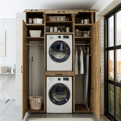 Roomart wasmachinekast 157 cm, voor 2 apparaten met 2 hoge kasten, in 3 kleuren
