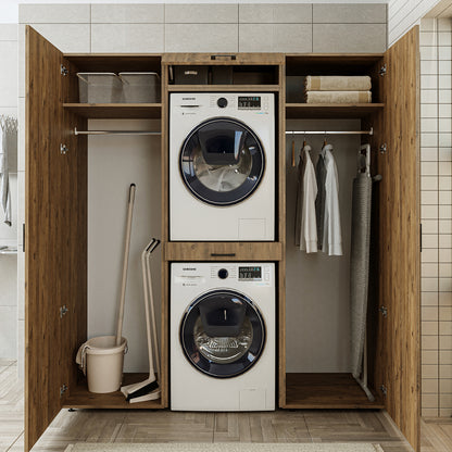 Roomart kastwand DUO-I, 187 cm, wasmachine en droger boven elkaar, in 3 kleuren