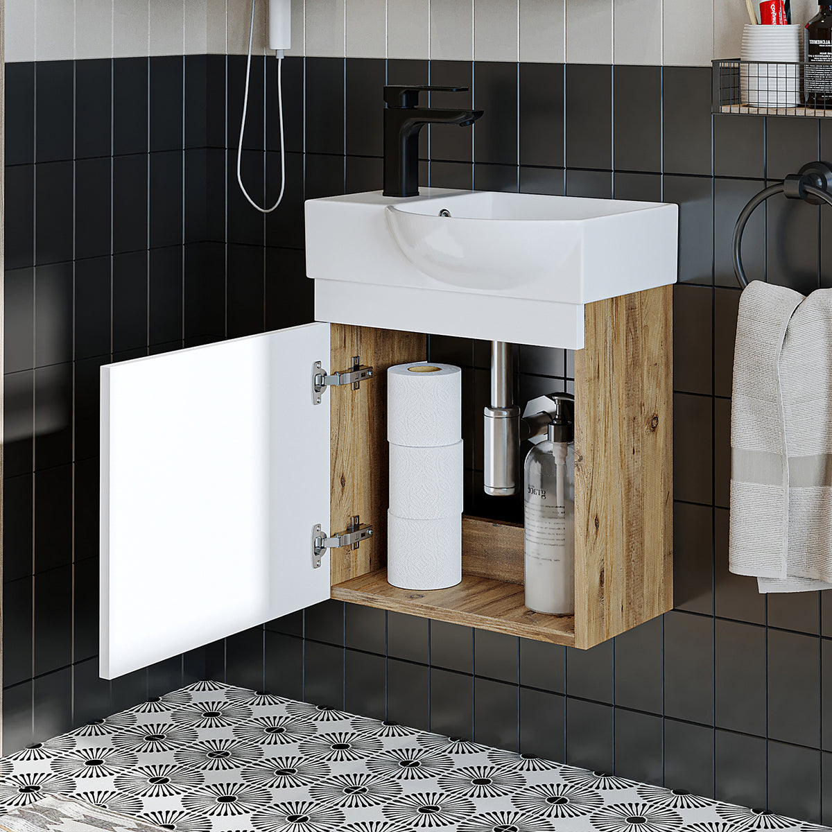 Badmöbelset • PUNTO • Unterschrank mit Waschbecken • Badezimmer Möbel • Gäste WC - badezimmerschrank, waschbecken, badezimmermöbel, badschrank, badezimmer, mit, unterschrank, badmöbel, set, waschtisch, möbel, badezimmermãbel, bad, badezimmerschränke, schm