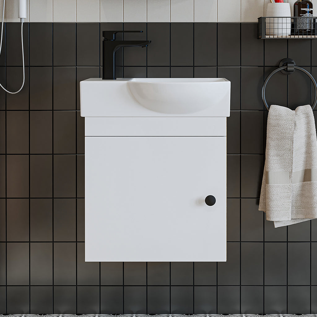 Roomart wastafelonderkast PUNTO, 46,5 cm, kraangat links, in 4 kleuren