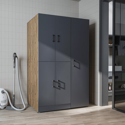 Waschmaschinenschrank DORA-II in Anthrazit Eiche mit Hochschrank
