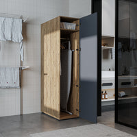 Roomart • DORA Hochschrank 45cm Breit • Weiß • Weiß Eiche • Eiche • Anthracit Eiche - waschmaschinenschrank, waschmaschinenregal, waschturm, schrank, weiß, waschmaschinen, unterschrank, waschmaschine, trockner, haushaltsschrank, schränke, badschrank, hoch