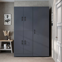 Roomart Waschmaschinenschrank " DORA SET" für Trockner & Waschmaschine, 130 cm breit, in 4 Farben, mit Türen & Ausziehbrett • Weiß • Weiß Eiche • Anthrazit Eiche • Eiche - waschmaschinenschrank, waschmaschinenregal, waschturm, schrank, weiß, waschmaschine