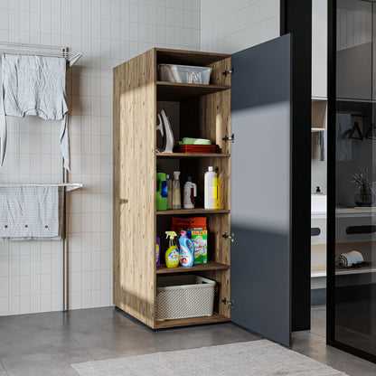 Roomart • DORA Hochschrank 60cm Breit • Weiß • Weiß Eiche • Eiche • Anthracit Eiche - waschmaschinenschrank, waschmaschinenregal, waschturm, schrank, weiß, waschmaschinen, unterschrank, waschmaschine, trockner, haushaltsschrank, schränke, badschrank, hoch