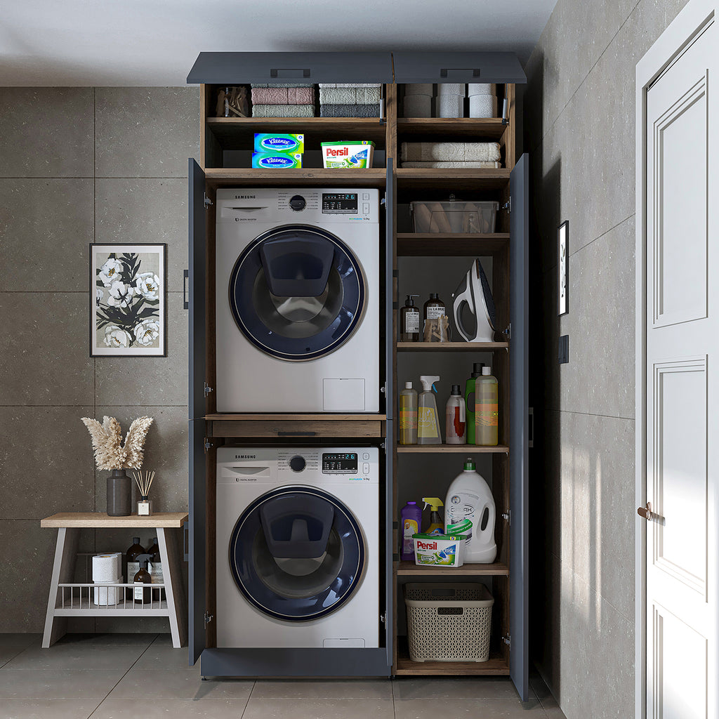 Roomart wasmachinekast DORA-I, 115 cm, voor wasmachine en droger met hoge kast, in 5 kleuren