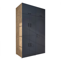Roomart Waschmaschinenschrank " DORA SET" für Trockner & Waschmaschine, 130 cm breit, in 4 Farben, mit Türen & Ausziehbrett • Weiß • Weiß Eiche • Anthrazit Eiche • Eiche - waschmaschinenschrank, waschmaschinenregal, waschturm, schrank, weiß, waschmaschine