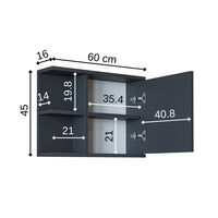 Roomart spiegelkast ADA, 60 cm, met open schap en soft-close-deur, in 4 kleuren