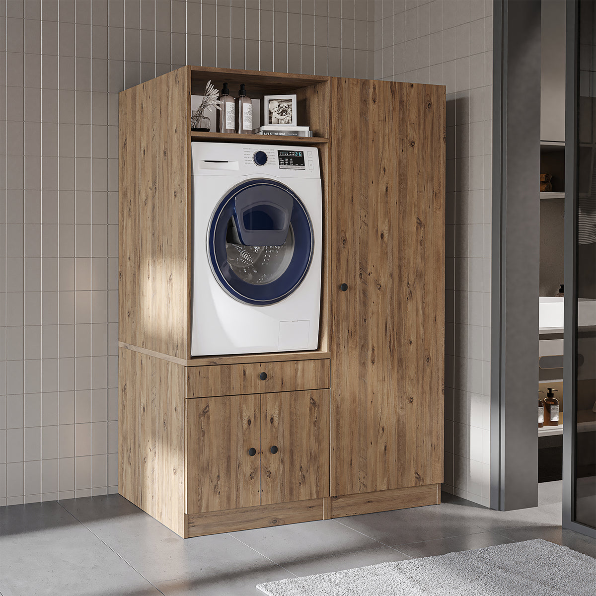 Roomart wasmachinekast SERIE 1, 127 cm, met kolomkast, in 3 kleuren