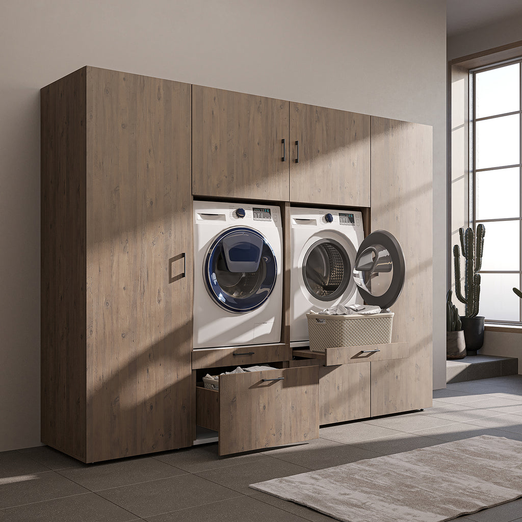 Roomart wandmeubel SERIE II, 254 cm, voor 2 apparaten met 2 hoge kasten, in 3 kleuren