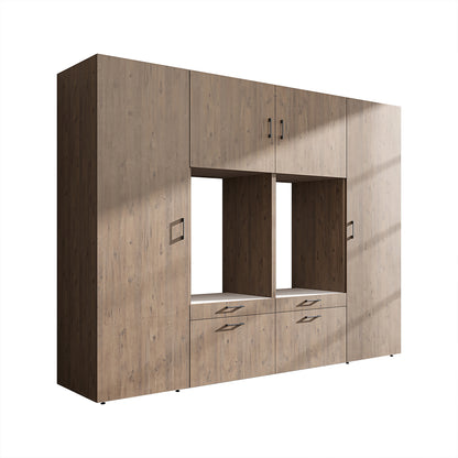 Roomart wandmeubel SERIE II, 254 cm, voor 2 apparaten met 2 hoge kasten, in 3 kleuren