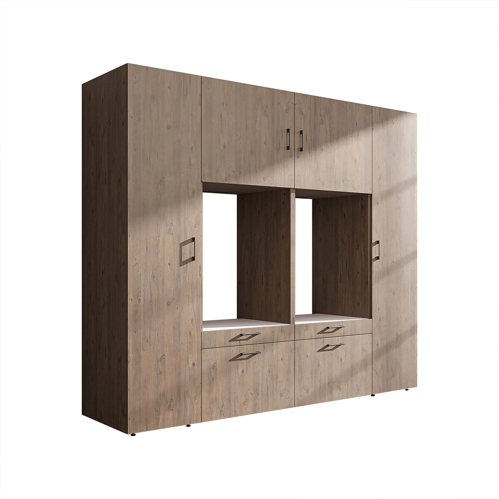 Roomart wandmeubel SERIE 2, 224 cm, voor 2 apparaten met 2 hoge kasten, in 3 kleuren