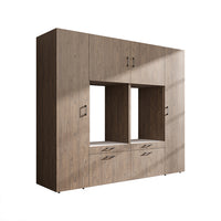 Roomart wandmeubel SERIE 2, 224 cm, voor 2 apparaten met 2 hoge kasten, in 3 kleuren