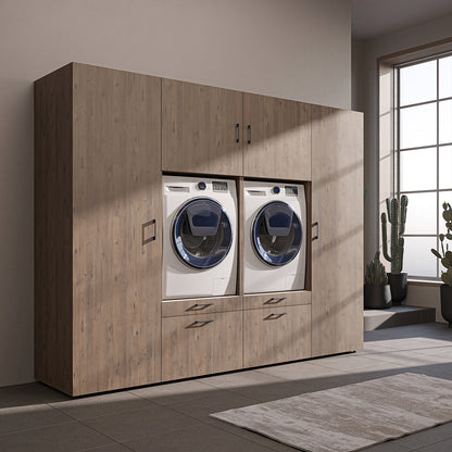 Roomart wandmeubel SERIE II, 254 cm, voor 2 apparaten met 2 hoge kasten, in 3 kleuren