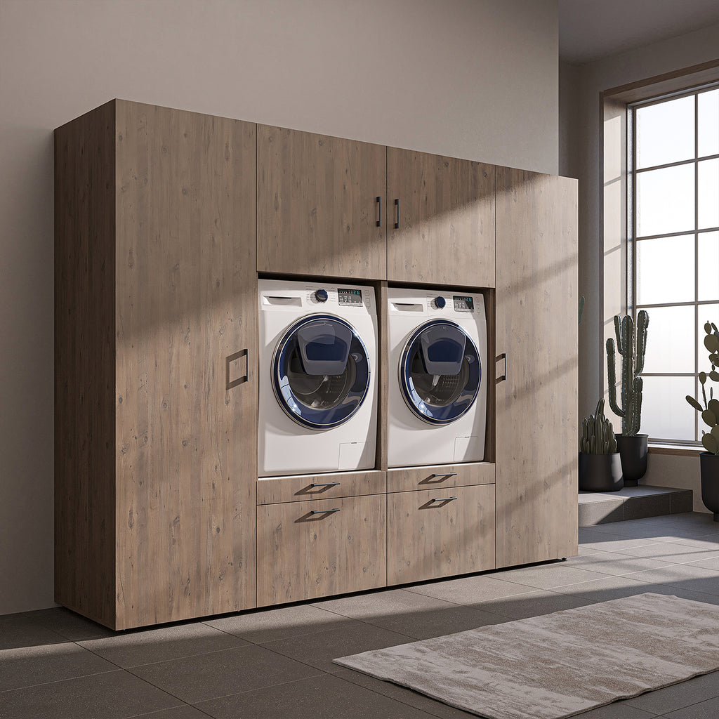 Roomart wandmeubel SERIE II, 254 cm, voor 2 apparaten met 2 hoge kasten, in 3 kleuren