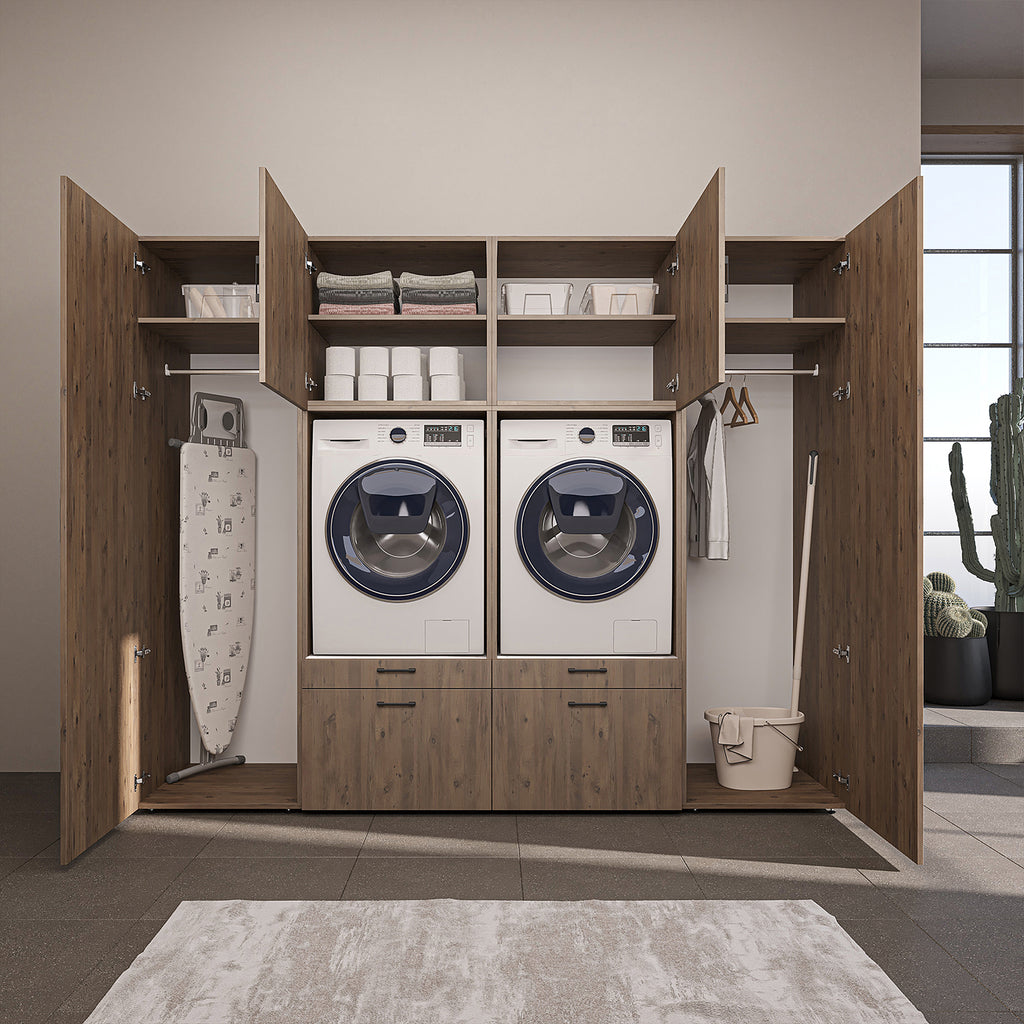 Roomart wandmeubel SERIE II, 254 cm, voor 2 apparaten met 2 hoge kasten, in 3 kleuren