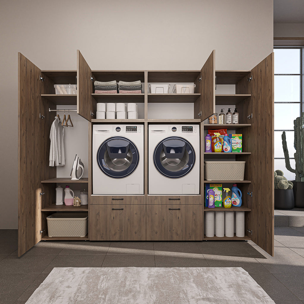 Roomart wandmeubel SERIE II, 254 cm, voor 2 apparaten met 2 hoge kasten, in 3 kleuren