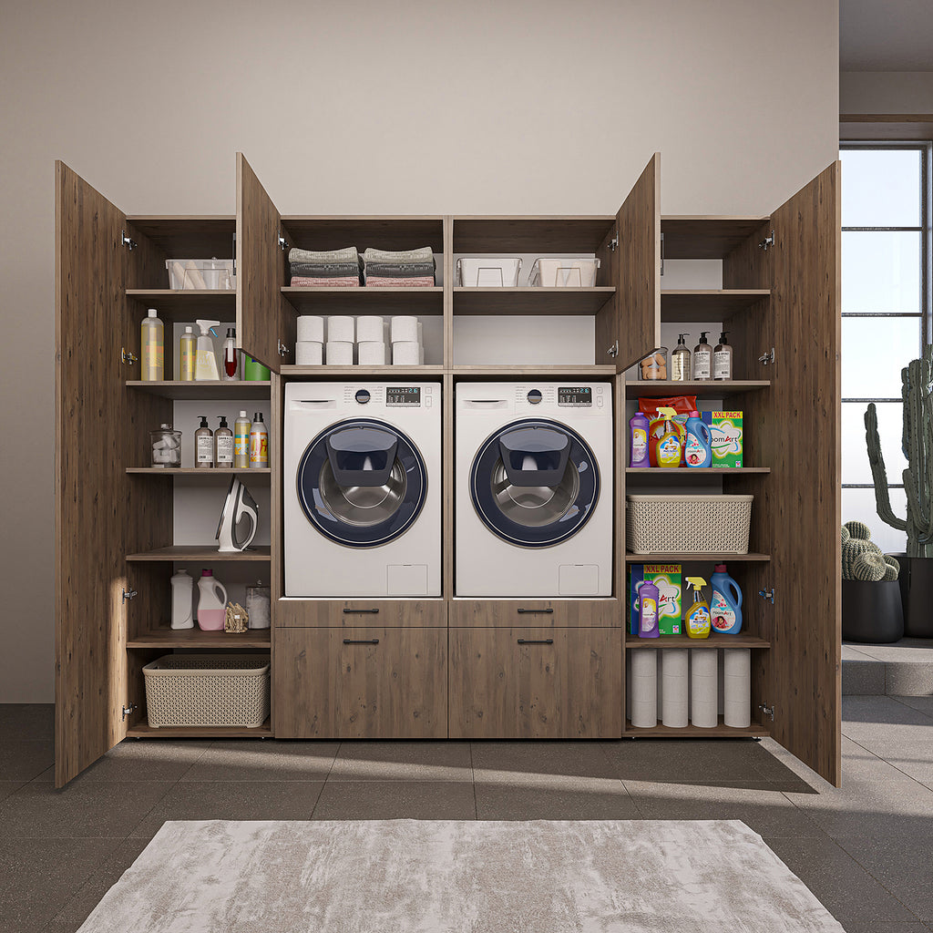 Roomart wandmeubel SERIE II, 254 cm, voor 2 apparaten met 2 hoge kasten, in 3 kleuren