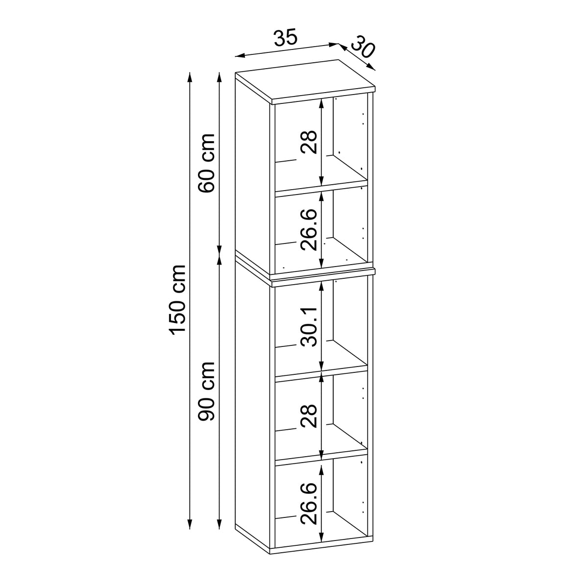 Roomart Seitenschrank „LOTUS“ – moderner Bad-Hängeschrank mit Softclose, 150 cm, 90 cm, 60 cm – in Anthrazit-Eiche, Eiche oder Weiß-Eiche -  Badmöbel - Hängeschrank, wand,  hochschrank, hochschrank weiß, 60 cm breit, küche, waschküche, wohnzimmer, schmal,