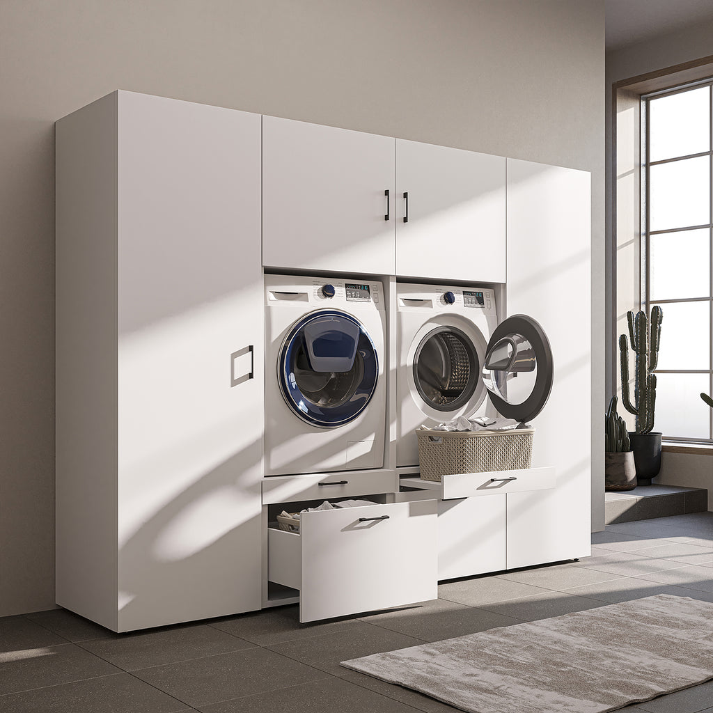 Roomart wandmeubel SERIE II, 254 cm, voor 2 apparaten met 2 hoge kasten, in 3 kleuren
