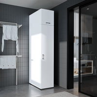 Roomart • DORA Hochschrank 45cm Breit • Weiß • Weiß Eiche • Eiche • Anthracit Eiche - waschmaschinenschrank, waschmaschinenregal, waschturm, schrank, weiß, waschmaschinen, unterschrank, waschmaschine, trockner, haushaltsschrank, schränke, badschrank, hoch