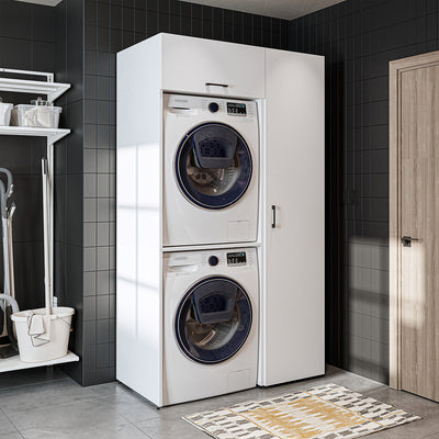Roomart wasmachinekast DUO-I, 112 cm, voor 2 apparaten met hoge kast, in 2 kleuren